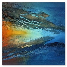 Bild Melitta Winkler "KI - oder nicht?" 80x30, Collage mit Pigmenten und Sand